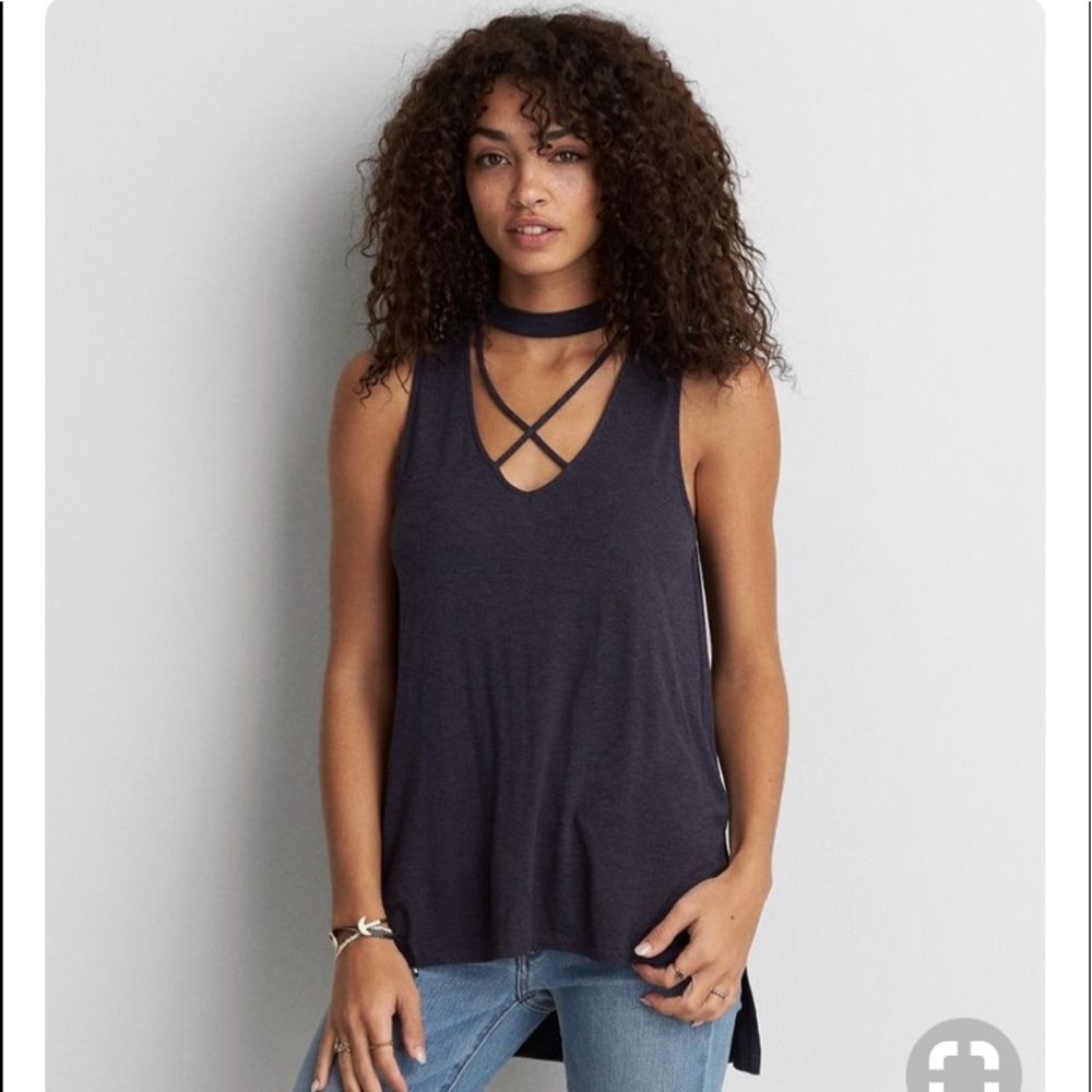 AEO soft and sexy heathered tank with criss cross